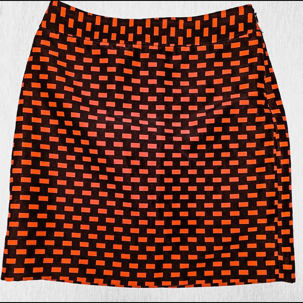 Ann Taylor LOFT Satin Shift Skirt orange & burgundy